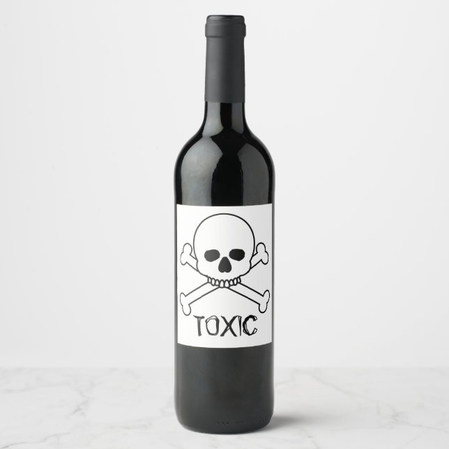 Toxic Skull And Crossbones Design Wine Label (Front)