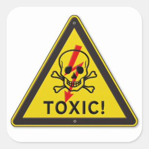 Toxic Skull and Crossbones Warning Road Sign Square Sticker