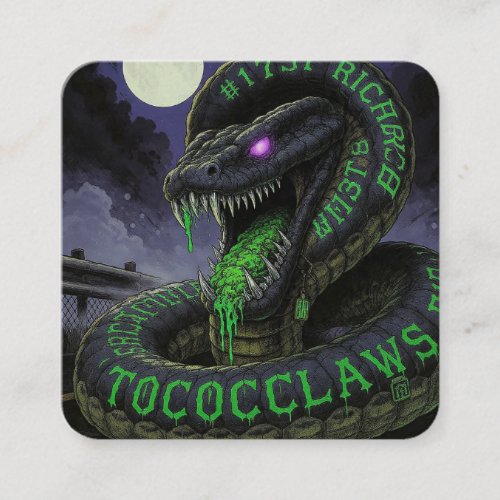 Toxocclaws Richards Serpent - Toxic Green Drip Sna Square Business Card