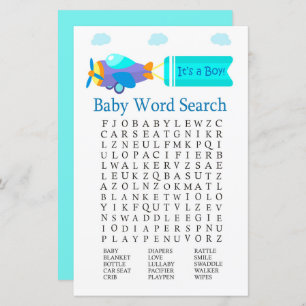 Toy Aircraft Baby Shower Word Search Game