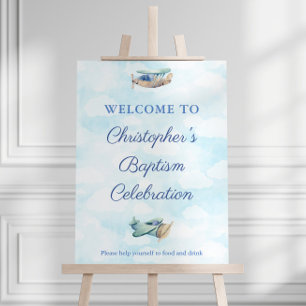 Toy Airplane Aviation Baptism Party Welcome Sign