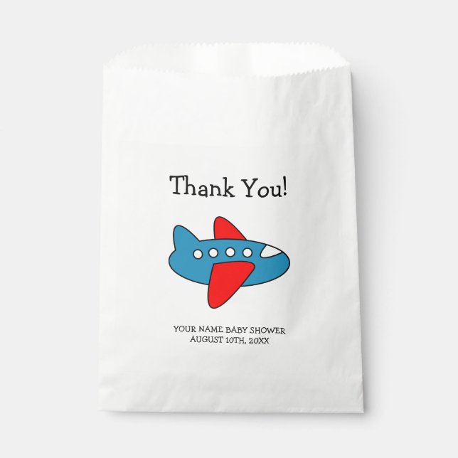 Toy airplane boys baby shower party favor bags (Front)