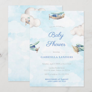 Toy Airplane Travel Baby Shower Sprinkle For Boy Invitation