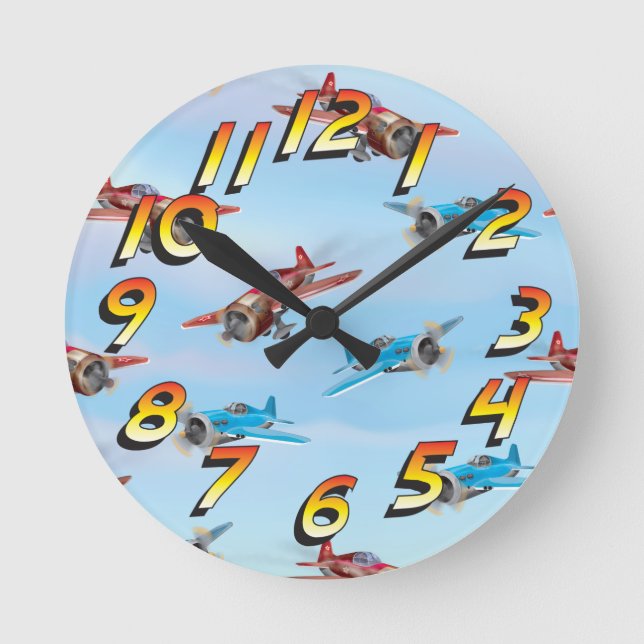 Toy Airplanes Round Clock (Front)