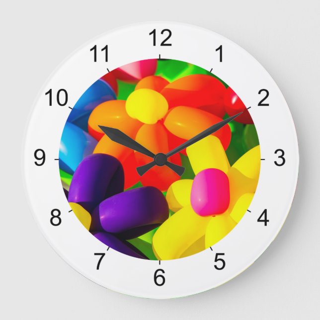 Toy Balloon Flowers Large Clock (Front)