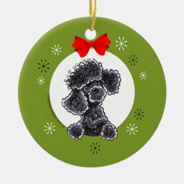Toy Black Poodle Christmas Classic Ceramic Ornament (Front)