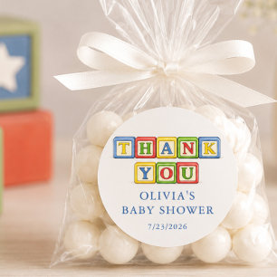 Toy Block Baby Shower Favor Sticker