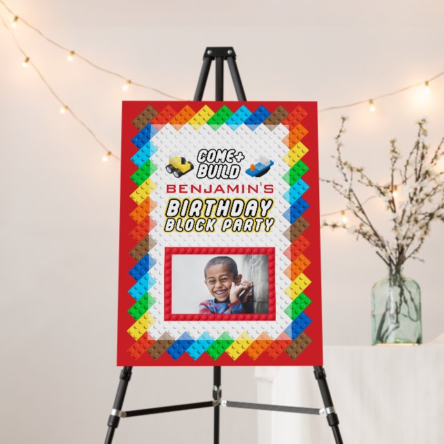 Toy Block Construction Theme Birthday Party Foam Board (In Situ (Stand))