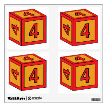 Toy Block Wall Decals (4cnt) - Number 4