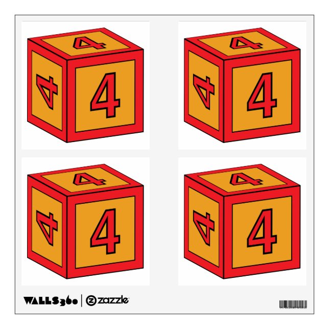 Toy Block Wall Decals (4cnt) - Number 4 (Front)