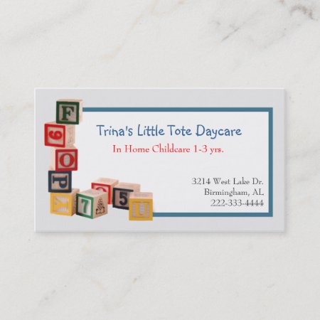 Toy Blocks Daycare Business Card