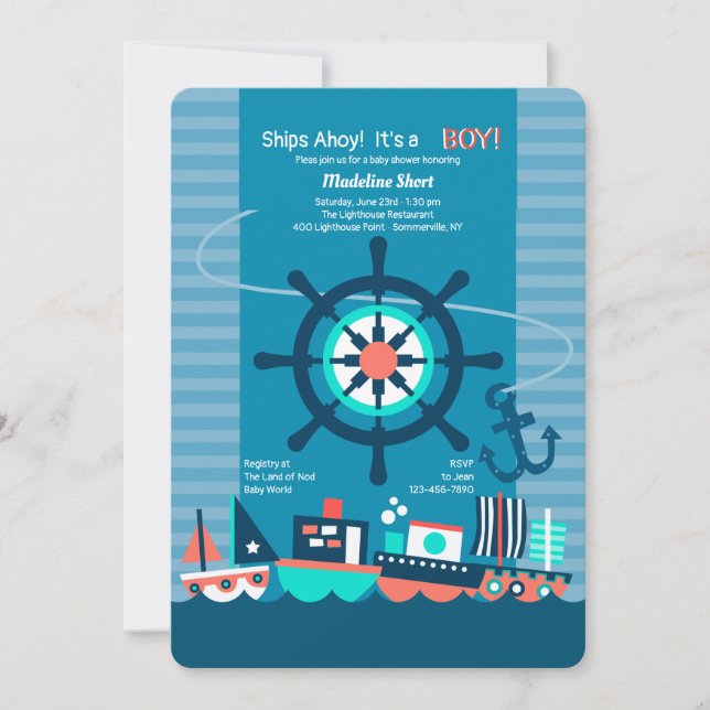 Toy Boats Invitation (Front)