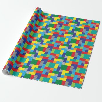 Toy Bricks Building Blocks Wrapping Paper by DaisyPrint at Zazzle