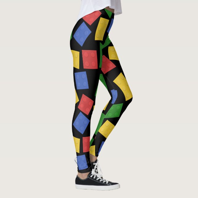 Toy Bricks Print Red, Yellow, Green, Blue, Black Leggings (Right)