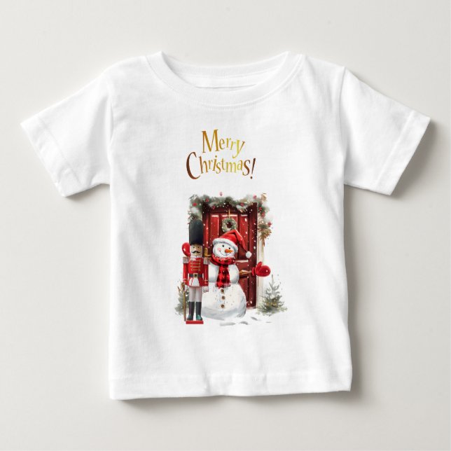 Toy British Soldier Bearskin hat and Snowman Baby T-Shirt (Front)