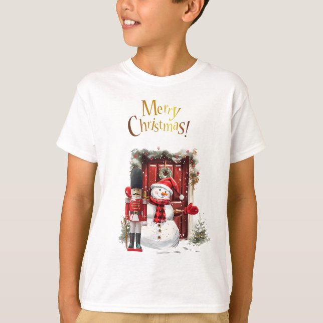 Toy British Soldier Bearskin hat and Snowman T-Shirt (Front)