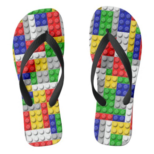 Toy Building Block Brick Boys Kids Pattern Flip Flops