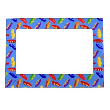 Toy Building Blocks On Blue Picture Frame by spacetempodesign at Zazzle