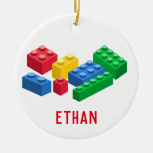Toy building bricks colorful kids ceramic ornament