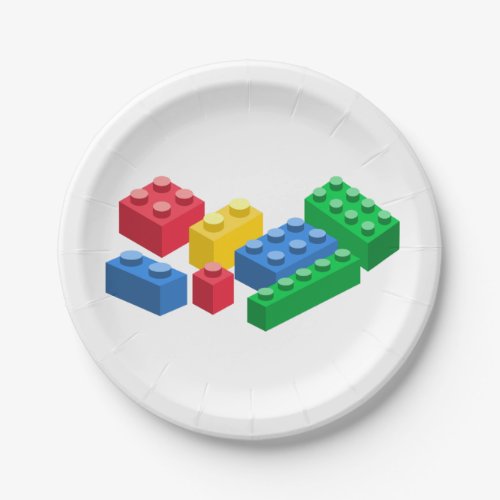 Toy building bricks colorful kids paper plates