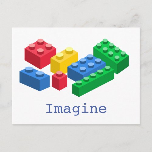 Toy building bricks colorful kids postcard