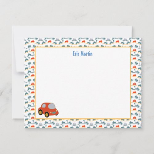 Toy Car Derby _ Personalized Stationery Note Card