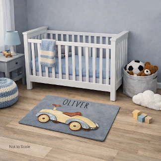 Toy Car on 3'x2' Baby Boy Nursery Decor Rug