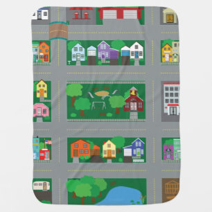 Toy Car Town Road Map Stroller Blanket