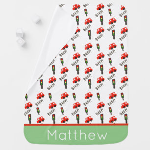 Toy Car Traffic Lights Kids Personalised Baby Blanket