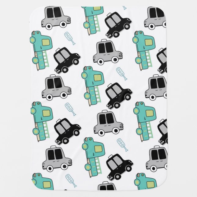 Toy Cars and Trucks Baby Blanket (Front)