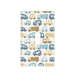 Toy Cars & Trucks   Dusty Blue Beig Light Switch Cover