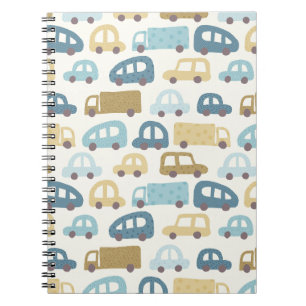 Toy Cars & Trucks Dusty Blue Beig Notebook
