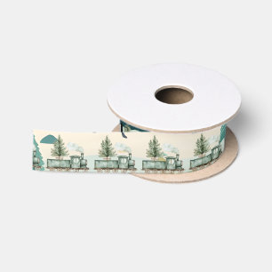  Toy Christmas Locomotive On Christmas Landscape Satin Ribbon