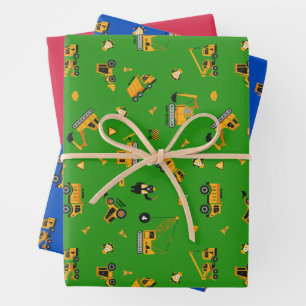 Toy Construction Vehicles Wrapping Paper Sheets