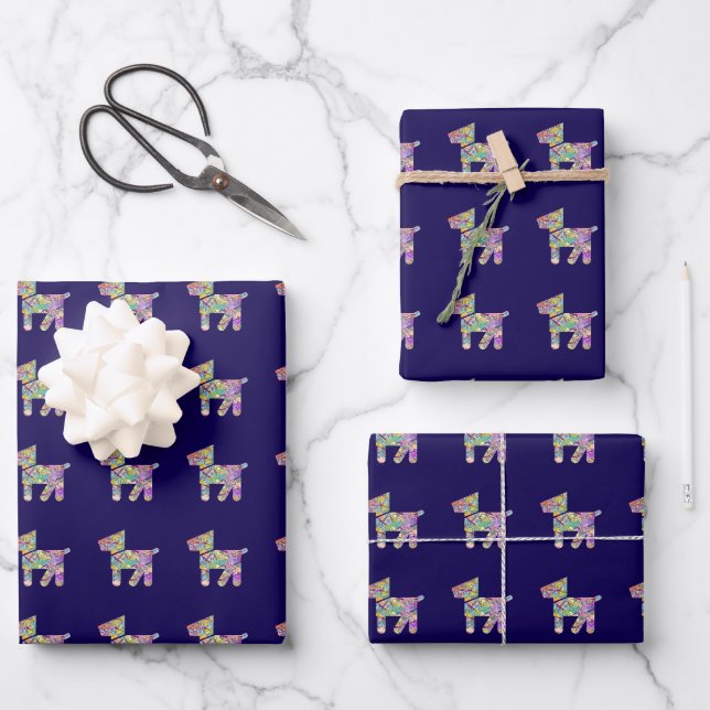 Toy Dog Dk Blue Occasions  Wrapping Paper Sheets (Front)