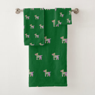 Toy Dog Dk Green   Bath Towel Set