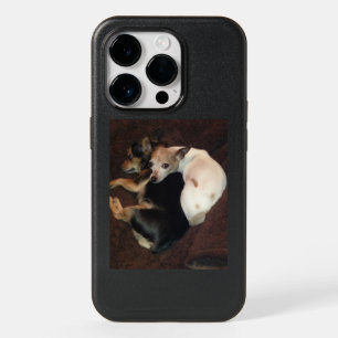 Toy dogs cuddling OtterBox iPhone 14 pro case
