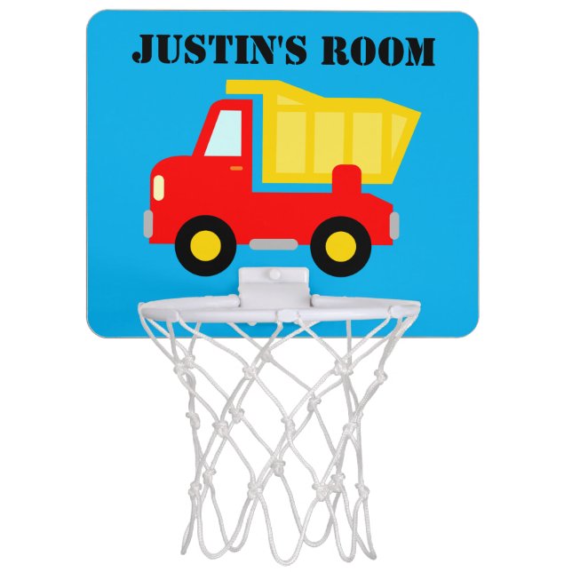 Toy dump truck mini basketball hoop for kid's room (Front)