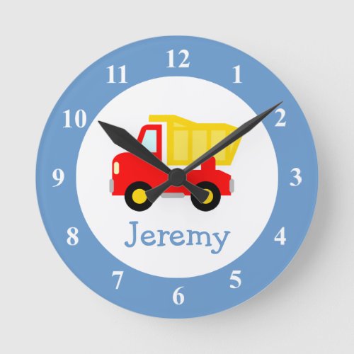 Toy dump truck wall clock for kids bedroom nursery