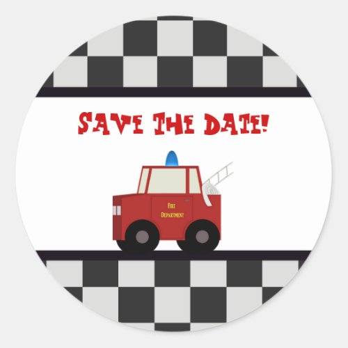 Toy Fire Truck Save The Date Stickers