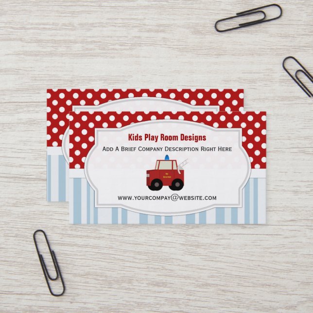 Toy Firetruck Business Cards (Front/Back In Situ)