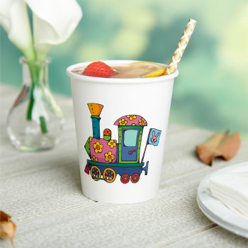 Toy Flower Train Paper Cups by spudcreative at Zazzle