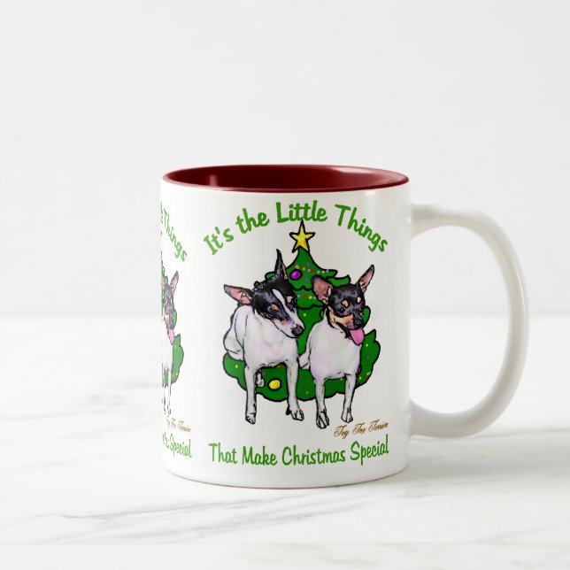 Toy Fox Terrier Christmas Gifts Two-Tone Coffee Mug (Right)