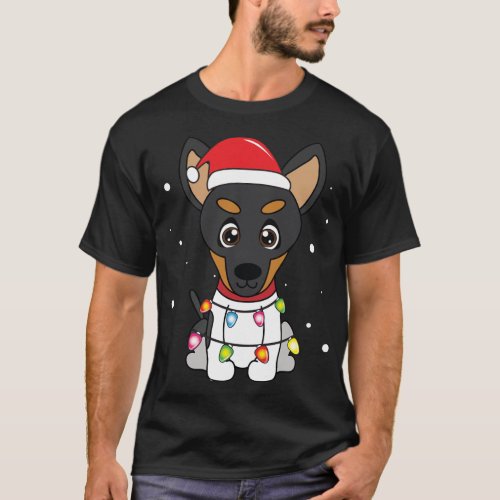 Toy Fox Terrier Christmas Lights Mom Dad Dog Gift T_Shirt