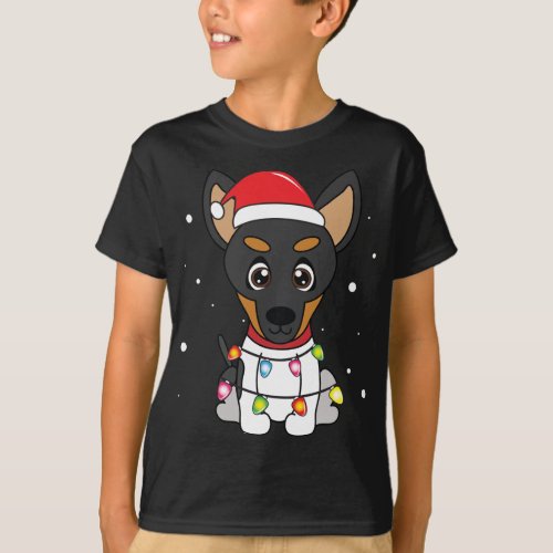 Toy Fox Terrier Christmas Lights Mom Dad Dog Gift T_Shirt