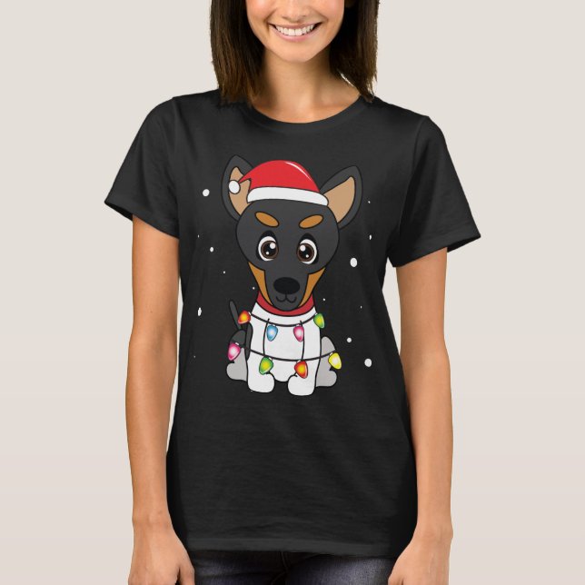 Toy Fox Terrier Christmas Lights Mom Dad Dog Gift T-Shirt (Front)