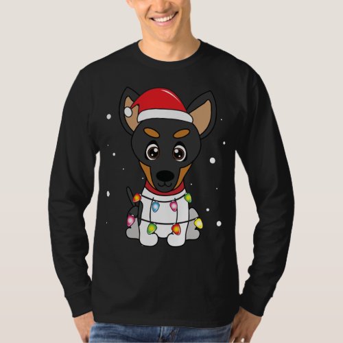 Toy Fox Terrier Christmas Lights Mom Dad Dog Gift T_Shirt