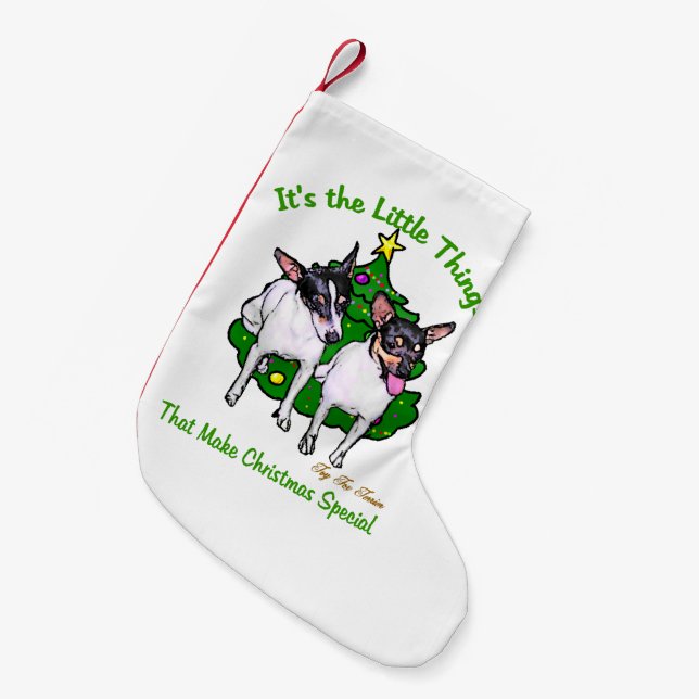 Toy Fox Terrier Christmas Small Christmas Stocking (Front (Hanging))