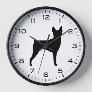 Toy Fox Terrier Dog Breed Silhouette Clock