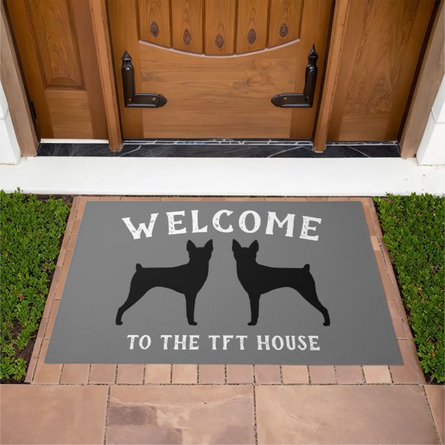 Toy Fox Terrier Dog Breed Silhouettes Doormat (Outdoor)